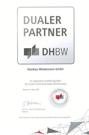 Zertifikat DHBW Mosbach – dualer Partner